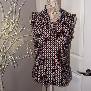 Tommy Hilfiger Black and Red Geometric Blouse